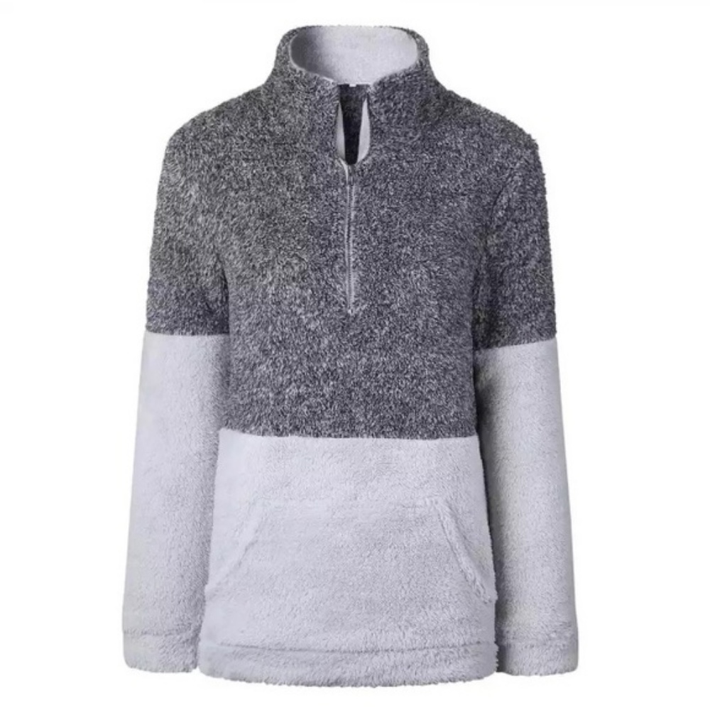 Two Tone Fleece Pullover Sherpa Quarterzip - Picture 3 of 7